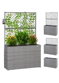 Casaria Polyrattan Blumenkasten mit Rankgitter Grau