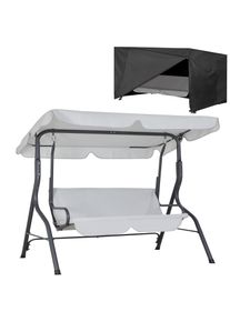 Casaria Hollywoodschaukel Hellgrau + Abdeckplane