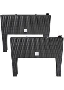 Deuba Hoge Plantenbak 2 stuks Antraciet Kunststof 60x25x46cm