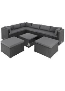 Casaria Narożnik Polyrattan Lounge XXL czarny/antracytowy z poduszkami