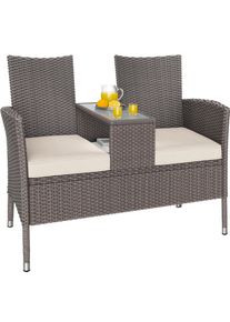 Casaria Polyrattan Kino Bank Creme 143x55x88cm