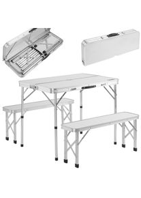 Casaria Campingtafel 3-delig Wit Aluminium Inklapbaar