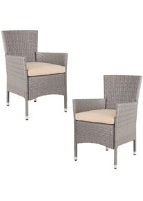Casaria Polyrattan Gartenstuhl 2er-Set Creme/Beige stapelbar