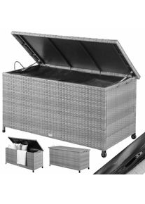 Casaria Gartenbox Polyrattan Grau 117x53x60cm mit Griffen & Rollen