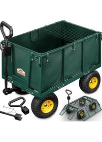 Gardebruk Transportwagen 550 kg Gr&uuml;n 110x75x52cm mit 4 Luftreifen & Plane