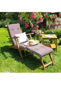 Casaria Gartenliege Queen Mary Akazie FSC -zertifiziert inkl Auflage Anthrazit