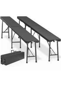 Casaria Rattanb&auml;nke Malm&ouml; 2er-Set Schwarz 180cm