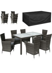 Casaria Polyrotan Tuinset 7-delig Grijs/Antraciet + Tuinmeubelhoes