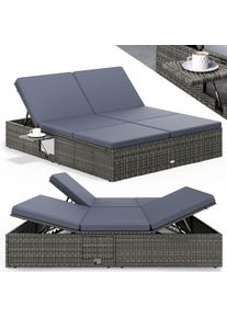 Casaria Polyrattan Sonnenliege Grau/Anthrazit 200x160x33cm