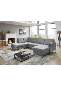 Wohnlandschaft DIE PLANBAR "ZE-EM18013 U-Form, Breite 305 cm", milan silber, B:305cm H:90cm T:200cm, 100% Polyester, Sofas, Wohnlandschaft, wahlweise mit Kopfst&uuml;tzen und Liegearmlehne