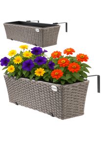 Casaria Polyrotan Balkonbak Set van 2 Creme