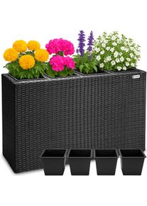 Casaria Polyrattan Blumentopf Schwarz 95x27x60cm