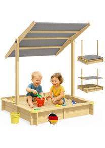 Spielwerk Sandkasten Hellbraun 120x120x120cm neigbares Sonnendach