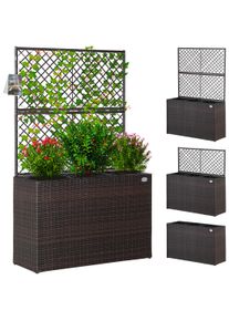 Casaria Polyrattan Blumenkasten mit Rankgitter Braun