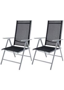 Casaria Gartenstuhl Hochlehner klappbar Bern 2er-Set Silber Alu verstellbar