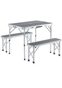 Casaria Picknicktafel met Stoelen Set 3-delig Grijs Inklapbaar