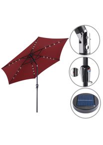 Kingsleeve LED Solar Parasol Miami Rood Aluminium &Oslash;270cm UV-bescherming 80+