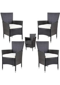 Casaria Polyrattan Gartenstuhl 4er-Set Braun/Creme stapelbar