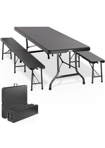 Casaria Bierzeltgarnitur 3-tlg Kunststoff Anthrazit 180cm