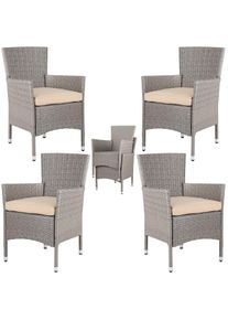 Casaria Polyrattan Gartenstuhl 4er-Set Creme/Beige stapelbar