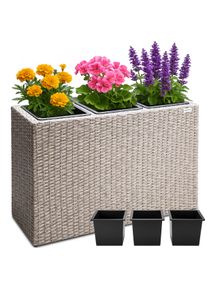 Casaria Polyrattan Blumentopf Creme 83x30,5x60cm
