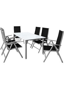 Casaria Tuinset Bern 7-delig Zilver Aluminium Matglas