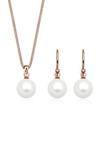 Ohrring und Ketten Set Elli "Schmuckset Muschelkernperle Wei&szlig; 925 Sterling Silber" Gr. 45, rosa (rosegold), Schmuck_Sets, Damen, Blacklist, Silber 925 (Sterlingsilber), Ohrring und Ketten Set
