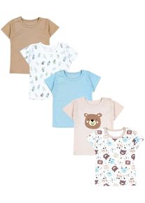 T-Shirt TUPTAM "Shirt Baby Kurzarm T-Shirt 5er Set", M&auml;dchen, Gr. 104, beige (b&auml;rchen bl&auml;tter beige eisberg), Obermaterial: 100% Baumwolle CO., Shirts T-Shirt