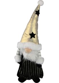 Weihnachtsfigur AM Design "Weihnachtsdeko", gold (schwarz, goldfarben), B:13cm H:42cm T:17cm, Stoff, Dekofiguren, Weihnachtsfigur, mit goldener M&uuml;tze und schwarzen Sternen