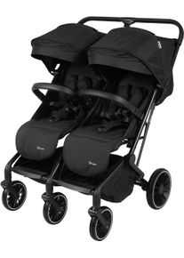 Zwillingsbuggy BABYGO "Zwillingskinderwagen GOTwice", Baby, schwarz, Kinderwagen Zwillingsbuggy, mit drei schwenkbaren Vorderr&auml;dern