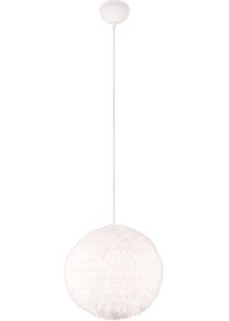 REALITY LEUCHTEN Pendelleuchte "FURRY, h&ouml;henverstellbare H&auml;ngelampe mit Pl&uuml;sch Lampenschirm &Oslash; 35cm", wei&szlig;, 1, &Oslash; 35cm H: 150cm, 1 Stk., Leuchten, exkl 1xE27 max 10W, wei&szlig;e Pl&uuml;sch H&auml;ngeleuchte Schlafzimmer Wohnzimmer, Pendelleuchte