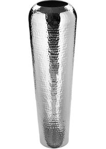 Dekovase Fink "TUTZI, mit geh&auml;mmerter Struktur", silber (silberfarben), H:70cm &Oslash;:22cm, Eisen, Vasen, Dekovase, Vase aus Metall, vernickelt, Bodenvase