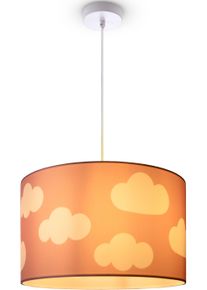 Paco Home Pendelleuchte "Hugo Cosmo", wei&szlig;, &Oslash; 45,5cm H: 27cm, Leuchten, Pendellampe Kinderzimmer Wolken Himmel Stoff Lampenschirm Rund E27, Pendelleuchte