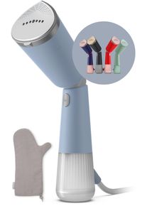 Philips Dampfb&uuml;rste "STH5020 "Styler", 120 ml abnehmbarer Wassertank, Metallplatte", blau (hellblau, silber), B:9,7cm H:8,6cm T:31,7cm, B&uuml;geleisen, Steamer im schlanken Design, 2-in-1 Handschuh und Tasche inkl., Dampfb&uuml;rste