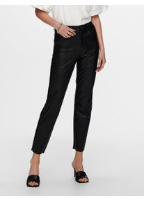 Lederimitathose Only "ONLEMILY HW ST ANK FAUX LEATHER PNT NOOS", Damen, Gr. L (40), L&auml;nge 32, schwarz, Web, Obermaterial: 100% Polyester, unifarben, regular fit kn&ouml;chelfrei, Hosen Lederimitathose