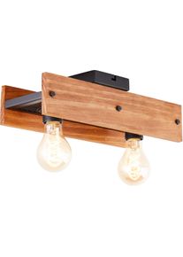 Brilliant Deckenleuchte "Calandra", schwarz, 2, H: 11,7cm, 1 Stk., Leuchten, E27, Metall/Holz, schwarz/holz, Deckenleuchte