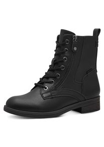 Schn&uuml;rstiefelette Tamaris "SHAE", Damen, Gr. 42, schwarz, Lederimitat, aufgeraut, kontrastfarbene Details, unifarben, Schuhe Schn&uuml;rstiefelette, Stiefelette mit Rei&szlig;verschluss, Schn&uuml;rstiefelette f&uuml;r Damen