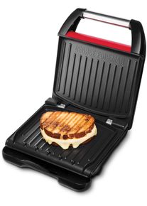 Kontaktgrill George Foreman "Steel Compact Fitnessgrill rot 25030-56", rot, B:10,9cm H:34,8cm T:27cm, Kontaktgrill_Standgrill_Tischgrill_Teppanyakigrill, Kontaktgrill