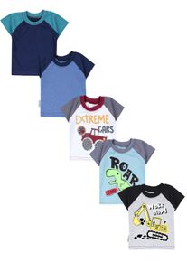 T-Shirt TUPTAM "Shirt Baby Kurzarm T-Shirt 5er Set", M&auml;dchen, Gr. 80, gr&uuml;n (bagger monster tuck dino grau blau gr&uuml;n), Obermaterial: 100% Baumwolle CO., Shirts T-Shirt