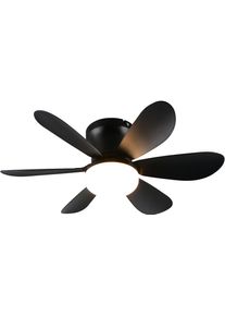 REALITY LEUCHTEN LED Deckenleuchte "LUND mit Ventilator, Deckenventilator mit Licht inkl Fernbedienung", schwarz (schwarz matt), 1, &Oslash; 53cm H: 16cm, 1 Stk., Leuchten, 3 Geschwindigkeiten Timer Vor- & R&uuml;cklauf LED dimmbar CCT Nachtlicht, LED Deckenleuchte