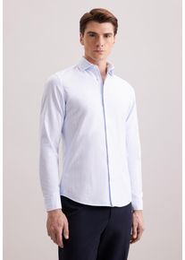 Businesshemd Seidensticker, Herren, Gr. L (42), normale &Auml;rmell&auml;ngen, blau, 100% Baumwolle, gestreift, slim fit, 2-Knopf-Manschette, Hemden Businesshemd, Slim 1/1 Kentkragen Gestreift