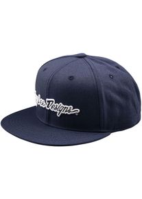 Troy Lee Designs Signature Flat Bill Snapback, CAP , farve: M&oslash;rkebl&aring;/Hvid , st&oslash;rrelse: En st&oslash;rrelse