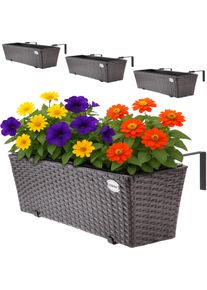 Casaria Plantenbak Polyrotan 4 Stuks Bruin