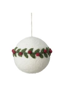 Broderede julekugler i filt