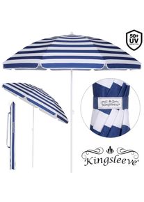 Kingsleeve Parasol Cyprus Blauw/Wit 180cm UV-bescherming 50+ Kantelfunctie