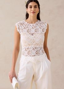bonprix Femei Top din dantelă, alb, 42