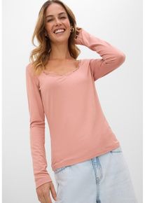 bonprix Femei Bluză cu m&acirc;neci lungi din amestec moale din viscoză, roz, 36/38