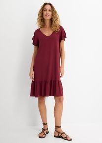bonprix Jerseykleid mit Volant aus Viskose-Mix, rot, Gr.48/50 (XL), Attraktives Jerseykleid mit Volants, aus Viskose