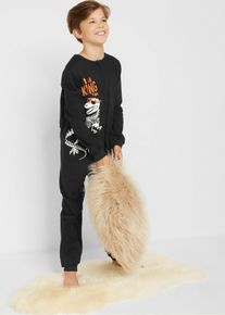 bonprix Pijama tip salopetă din bumbac moale, negru, 152/158