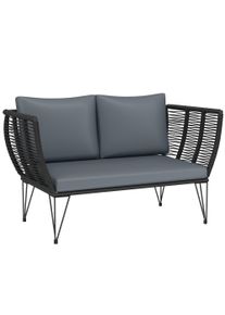 Outsunny Garden Sofa with Cushions 2-Seater Sofa Outdoor Balcony Rattan Sofa Polyrattan Garden Furniture 123 x 67 x 72 cm Light Gray | Aosom Ireland